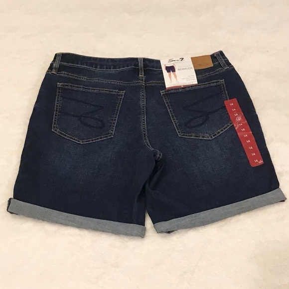 Seven7 New Size 14 Relaxed Bermuda Denim Women’s Jeans Shorts Cuffed Hem - Picture 4 of 12